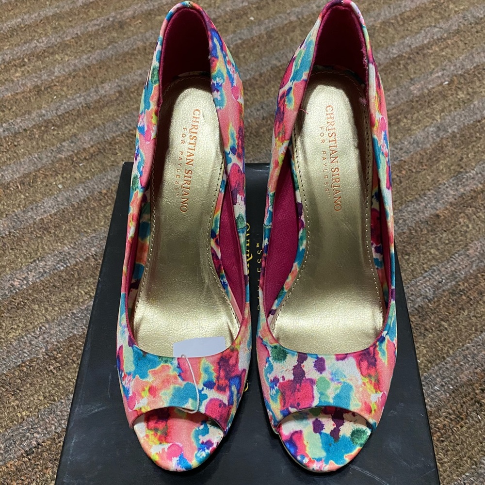 Christian Siriano Floral Heels